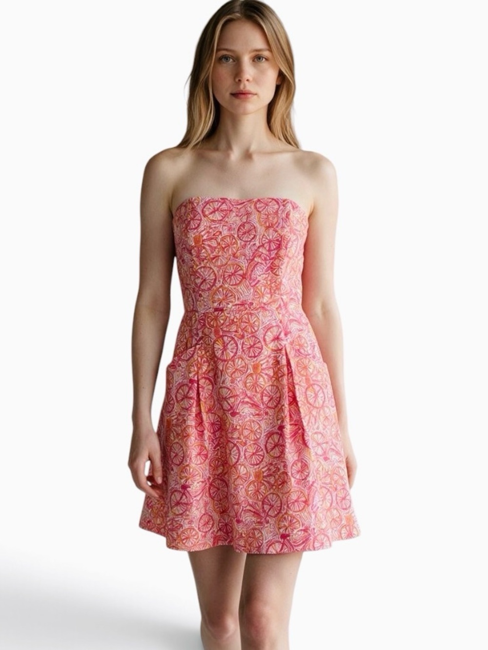 LILLY PULITZER Pink and Orange Bicycle Print Dress
